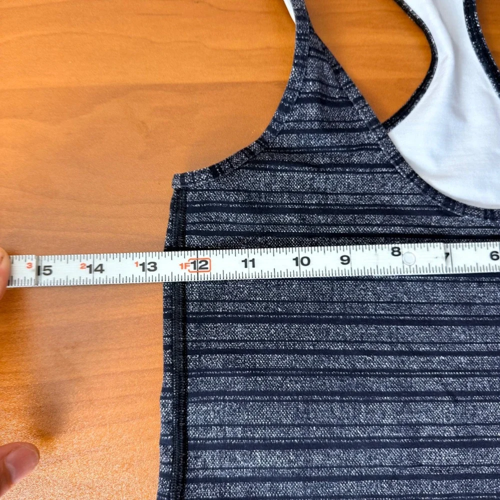 Lululemon Cool Striped Racerback Tank Top Black Gray Womens
